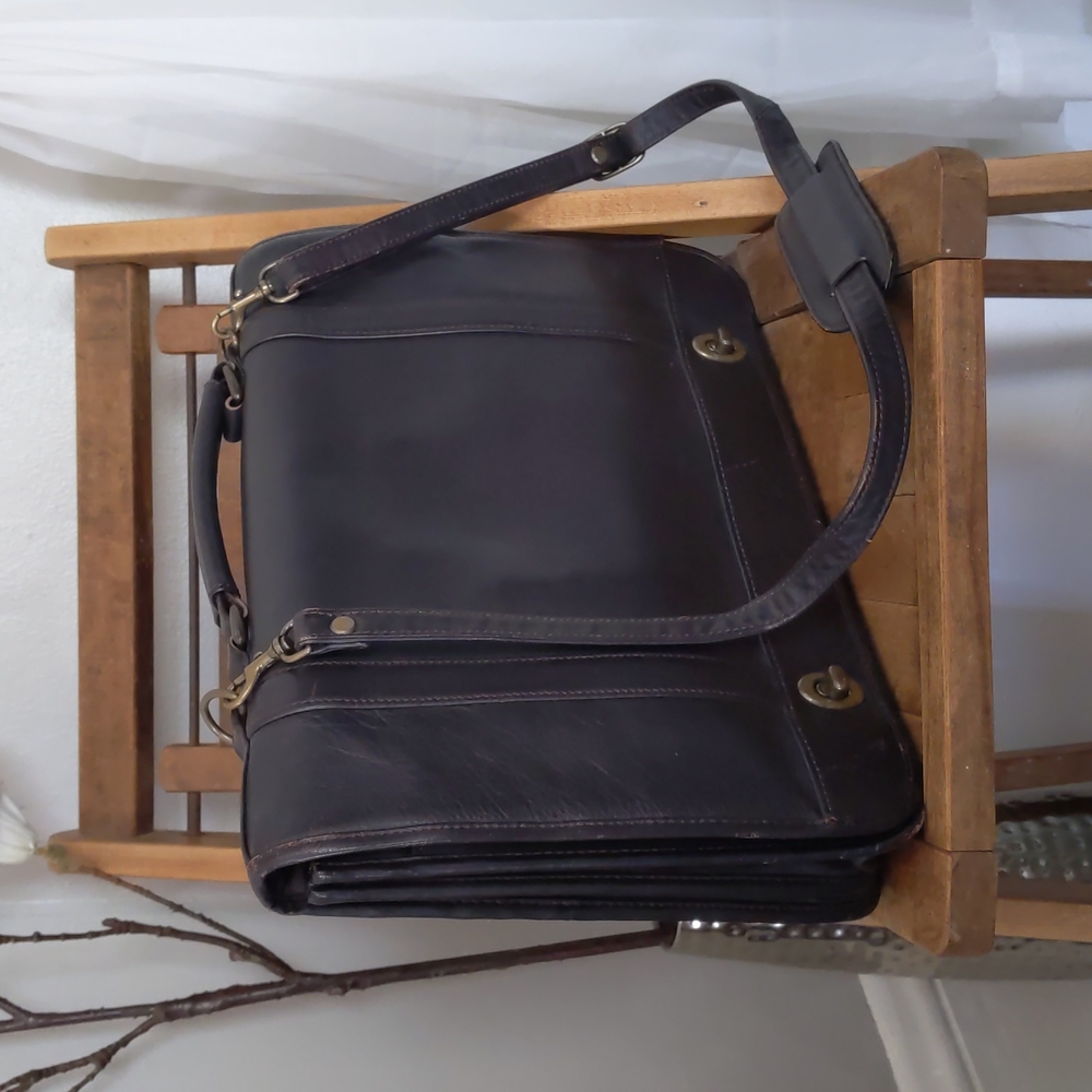 Vintage Leather Briefcase Messenger Bag